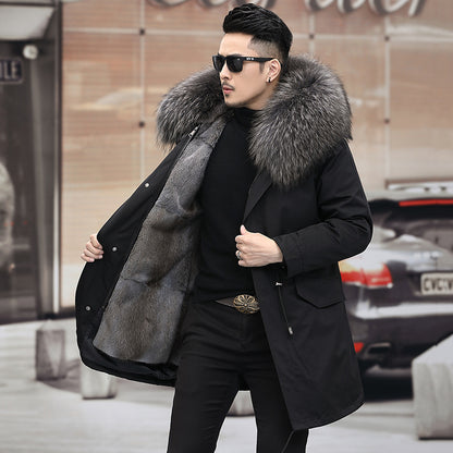 Snow Lotus Men's Mink Fur Parka | 2025 Winter Detachable Mink Lining Long Coat | Luxury Slim-Fit Fur-Trimmed Jacket | 215