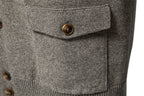 Herren-Strickjacke aus Baumwolle mit Zopfmuster, Taschen, Stehkragen, Button-Down-Pullover | CW61 