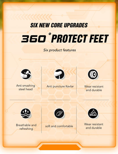 Men's Steel Toe Safety Boots: Anti-Smash & Anti-Puncture Kevlar Sole Protection Safety Boots | 7928