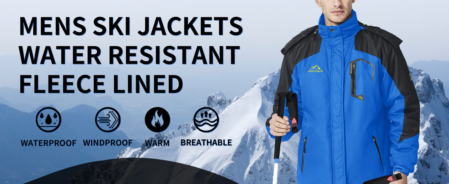 Mountain Waterproof Ski Snow Jacket Winter Warm Fleece Outdoor Work Coat Water Resistant Windbreaker Hoodie Jackets Overcoat | TJ153