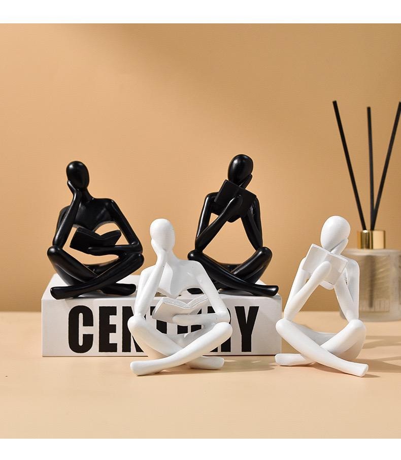 Buchleser-Tischskulptur, modernes dekoratives Ornament für stilvolle Heimdekoration | BY230613 