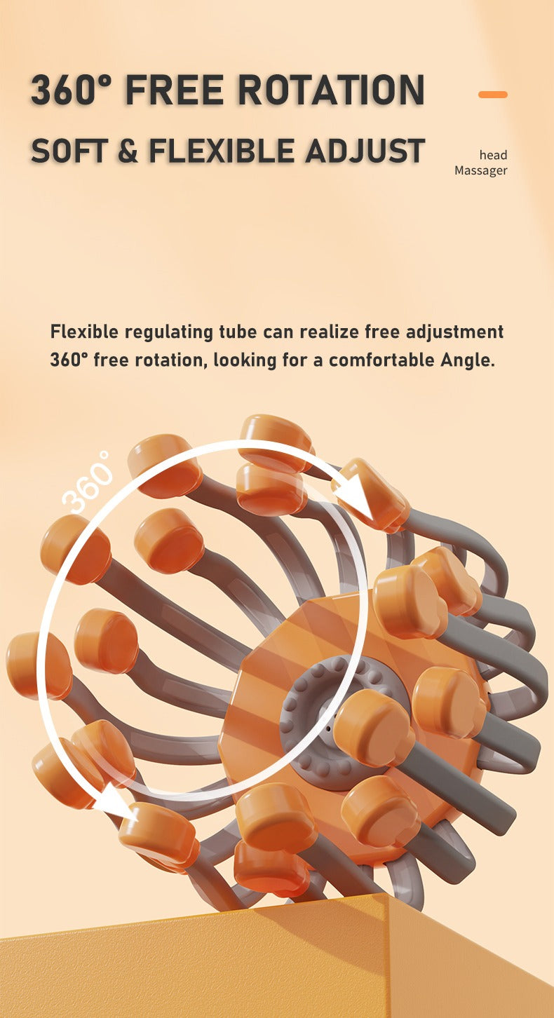 Intelligente Vibrations-Ganzkörper-Entspannungs-Kopfhautmassagemaschine lindert Müdigkeit Elektrisches Oktopus-Kopfhautmassagegerät | MZ-HM156 