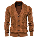 Herren-Strickjacke mit V-Ausschnitt und Farbbesatz – Lässiger, locker sitzender Pullover mit Knöpfen für den Herbst | SW199 