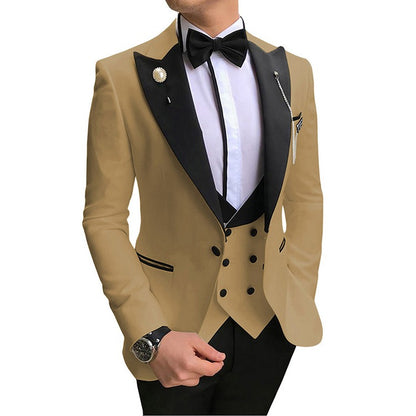 Completo da uomo slim fit da 3 pezzi, per sposo, formale, festa, ballo di fine anno e matrimonio, smoking, giacca, pantaloni e gilet