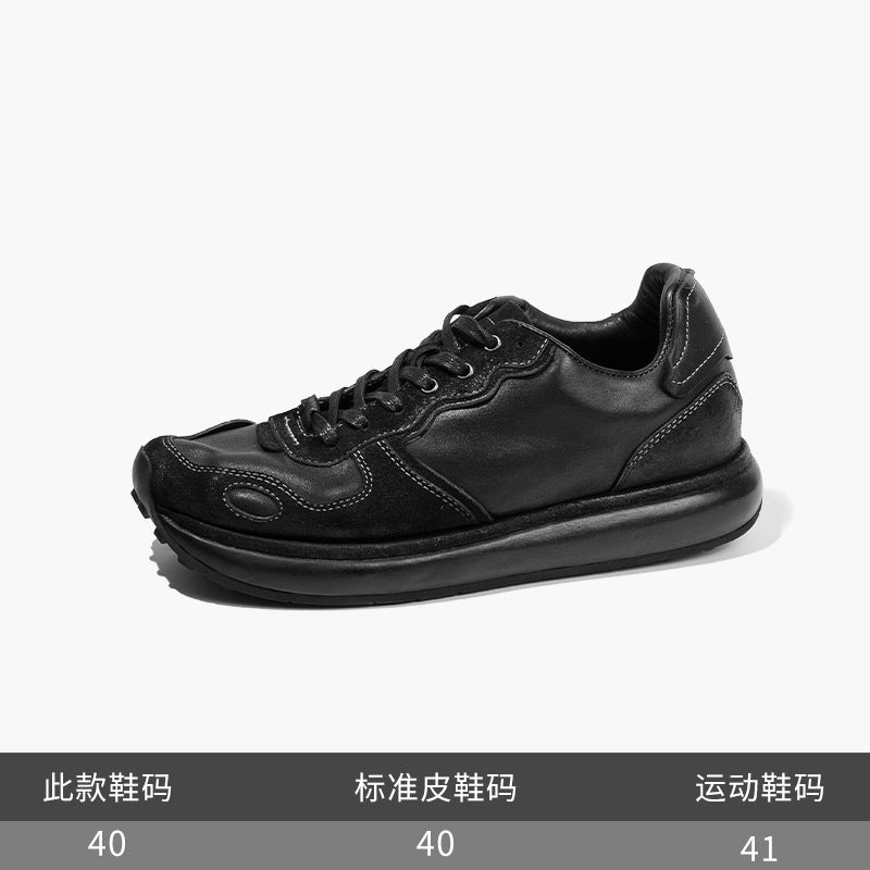 BRIGHT FEATHER Italian Handmade Men's Horsehide Derby Shoes | Vintage Distressed Thick Sole Genuine Leather Trainers