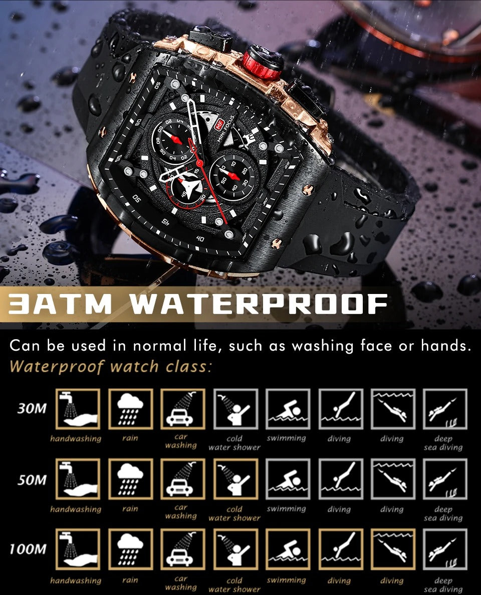 Men's Luxury Top Brand Quartz Sport Watches Silicone Strap Chronograph Wristwatches | MF0399G