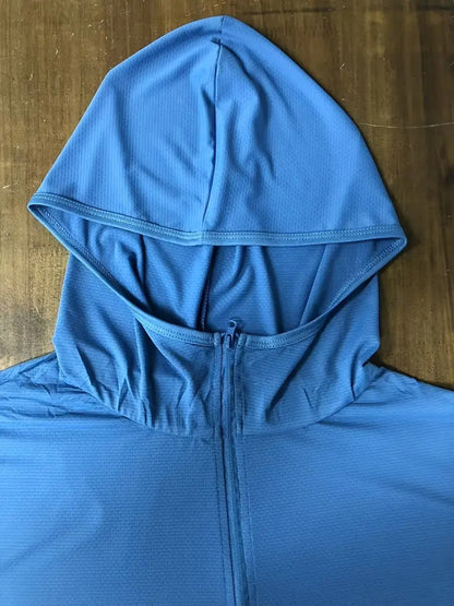 Leichter UV-Sonnenhoodie für Herren – Eisseide, schnelltrocknend und atmungsaktiv für den Sommer – Sportbekleidung zum Angeln, Radfahren und Wandern | 1999