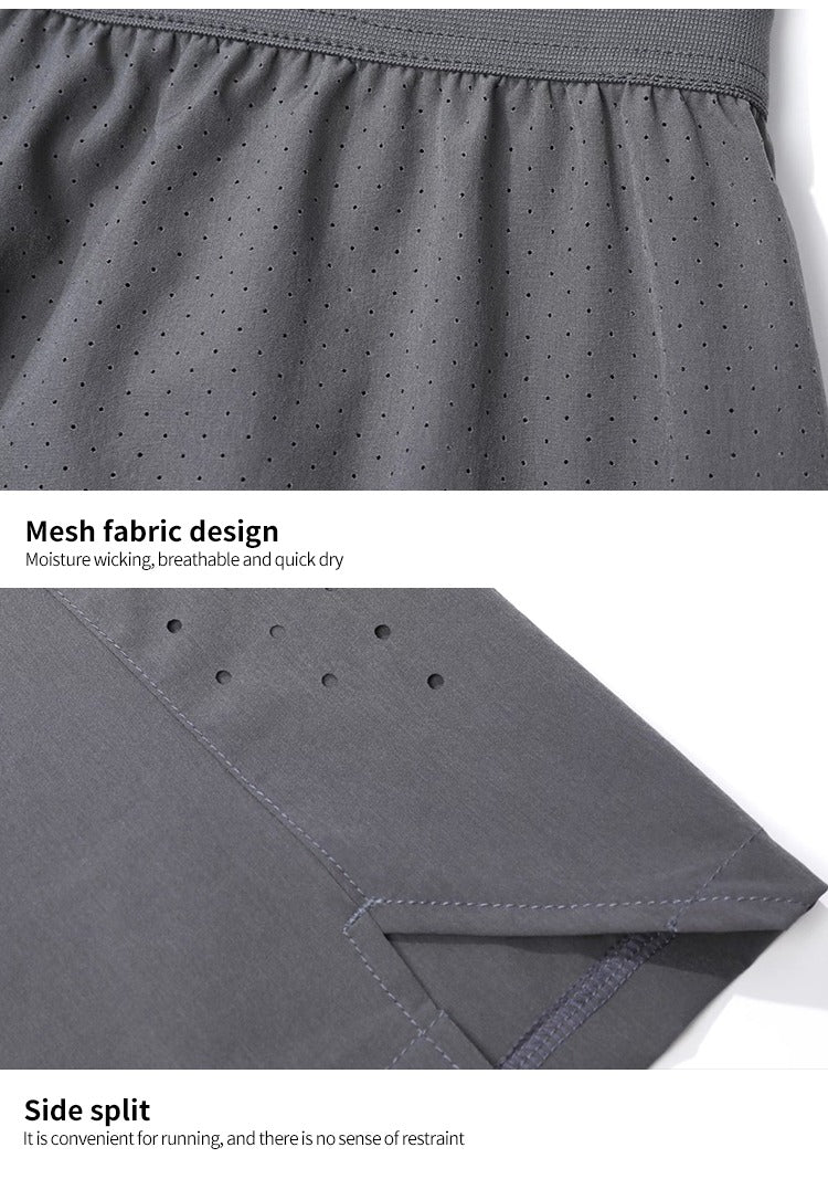 Herren Laufshorts Reißverschlusstaschen Seitlich geteilte Workout Atmungsaktive Gym Shorts | K04 