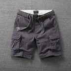 Herren Sommer Locker Gerader Gürtel Outdoor Solide Baumwolle Multi Pocket Shorts | 170 