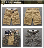 Herren Sommer Locker Gerader Gürtel Outdoor Solide Baumwolle Multi Pocket Shorts | 170 