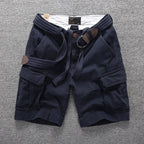 Herren Sommer Locker Gerader Gürtel Outdoor Solide Baumwolle Multi Pocket Shorts | 170 