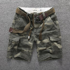 Herren Sommer Locker Gerader Gürtel Outdoor Solide Baumwolle Multi Pocket Shorts | 170 
