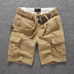 Herren Sommer Locker Gerader Gürtel Outdoor Solide Baumwolle Multi Pocket Shorts | 170 