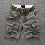 Herren Sommer Locker Gerader Gürtel Outdoor Solide Baumwolle Multi Pocket Shorts | 170 