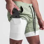 Neue Doppeldecker-Laufshorts Fitness Workout Bermuda Schnelltrocknende Kurze Hosen Unterteile | K-55 