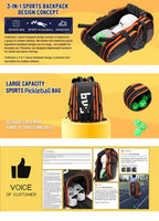 Großer Fitness- und Sportrucksack – Perfekt für Pickleball, Tennis, Camping und Wandern | 61-P2439 