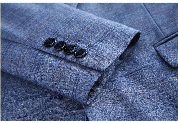 Dreiteiliger Anzug im britischen Stil für Herren, Business Casual, kariert, für Bräutigam und Hochzeitskleid, schmale Anzüge | 6835