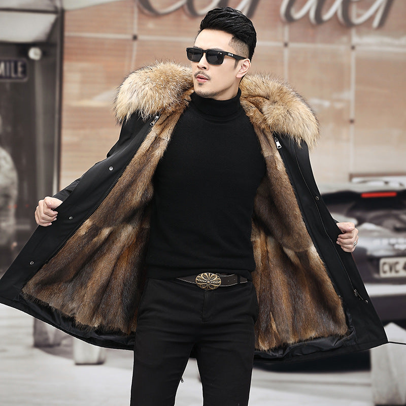 Snow Lotus Men's Mink Fur Parka 2025 Winter Detachable Mink Lining Long Coat Luxury Slim-Fit Fur-Trimmed Jacket | 215