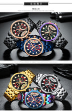 Herren Edelstahl Uhren Chronograph Uhr Luxus Leuchtende Quarz Armbanduhr | MF0352G 