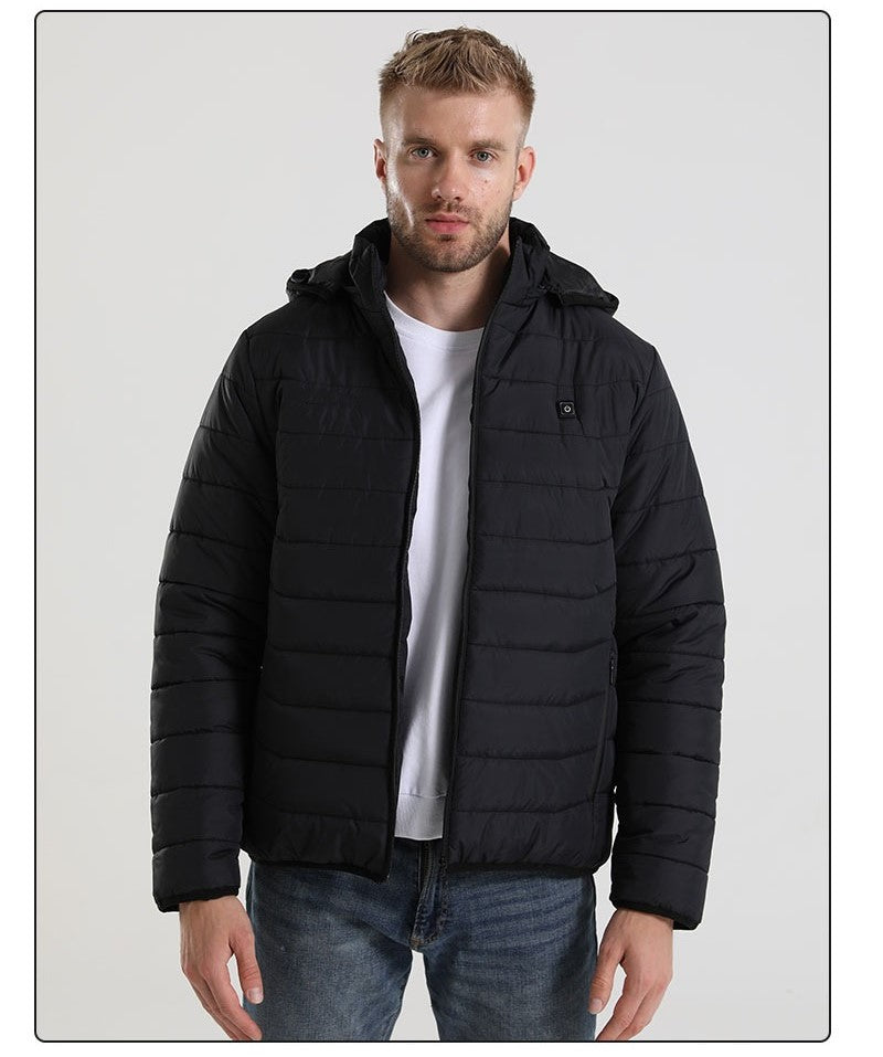 Beheizte Daunenjacke für den Winter, wiederaufladbarer Akku, USB, elektrisch beheizt, Smart-Jacke mit Kapuze | M09 