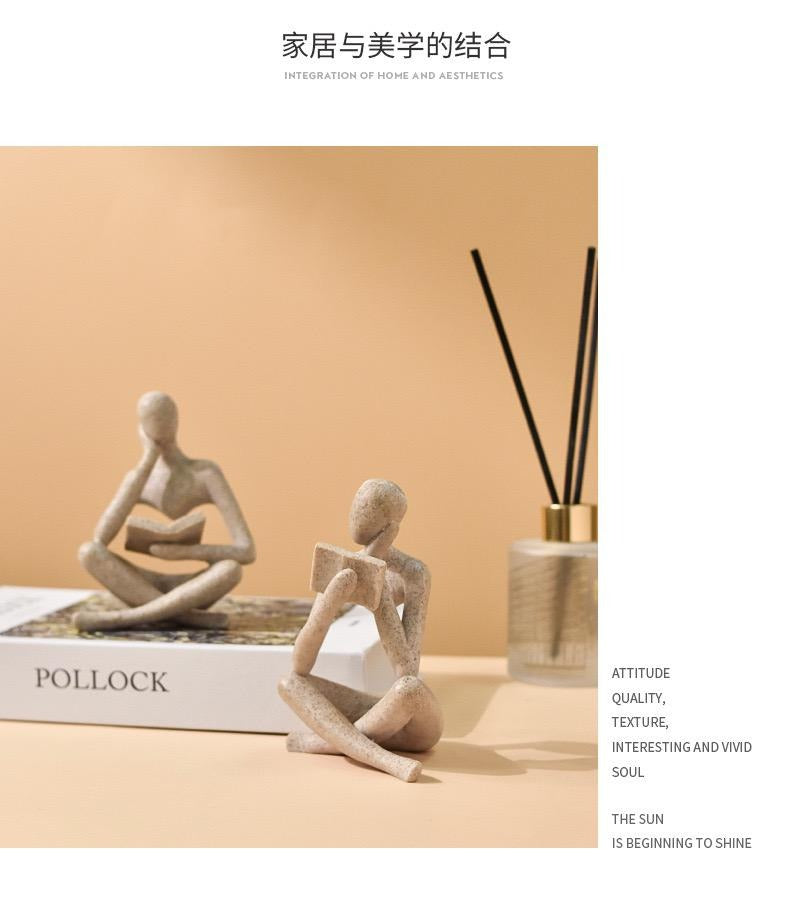 Buchleser-Tischskulptur, modernes dekoratives Ornament für stilvolle Heimdekoration | BY230613 