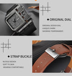 Herrenarmbanduhr Militär Armee Quadratisch Großes Zifferblatt Uhr Sport Lederarmband Quarzuhr | 3364 