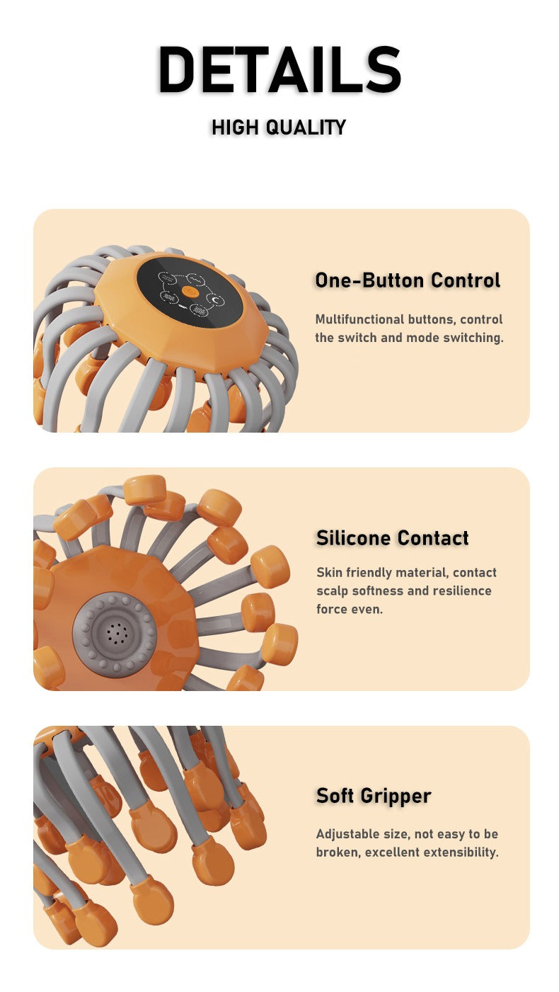 Intelligente Vibrations-Ganzkörper-Entspannungs-Kopfhautmassagemaschine lindert Müdigkeit Elektrisches Oktopus-Kopfhautmassagegerät | MZ-HM156 