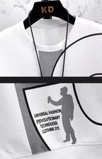 Polo-Langarmshirt mit Hose, Golf-Poloshirt, Pullover-Set, lässiges Waffel-Oberteil mit Rundhalsausschnitt für Herren 