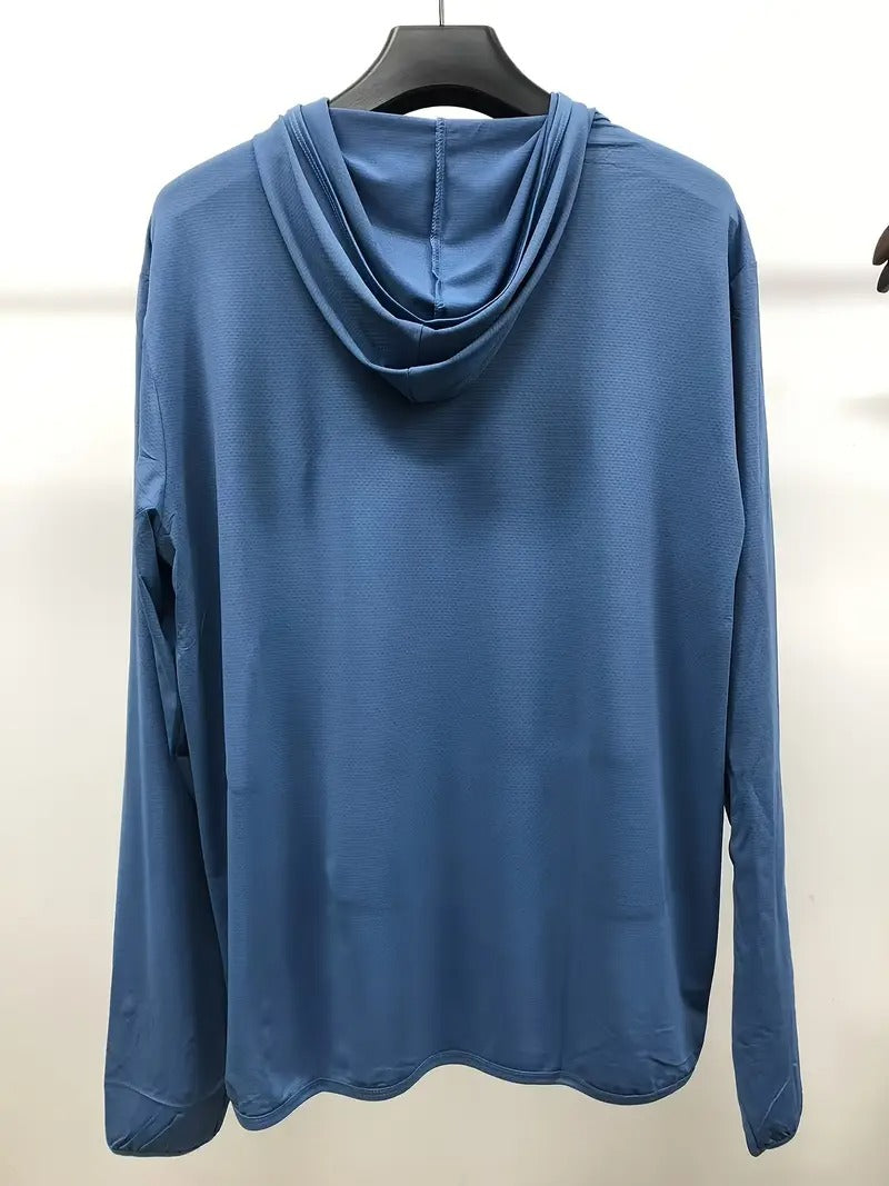 Leichter UV-Sonnenhoodie für Herren – Eisseide, schnelltrocknend und atmungsaktiv für den Sommer – Sportbekleidung zum Angeln, Radfahren und Wandern | 1999