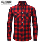 Herren Slim Wear Plaid Premium Langarm Doppeltasche Flanell Außenhandelshemd | M501 