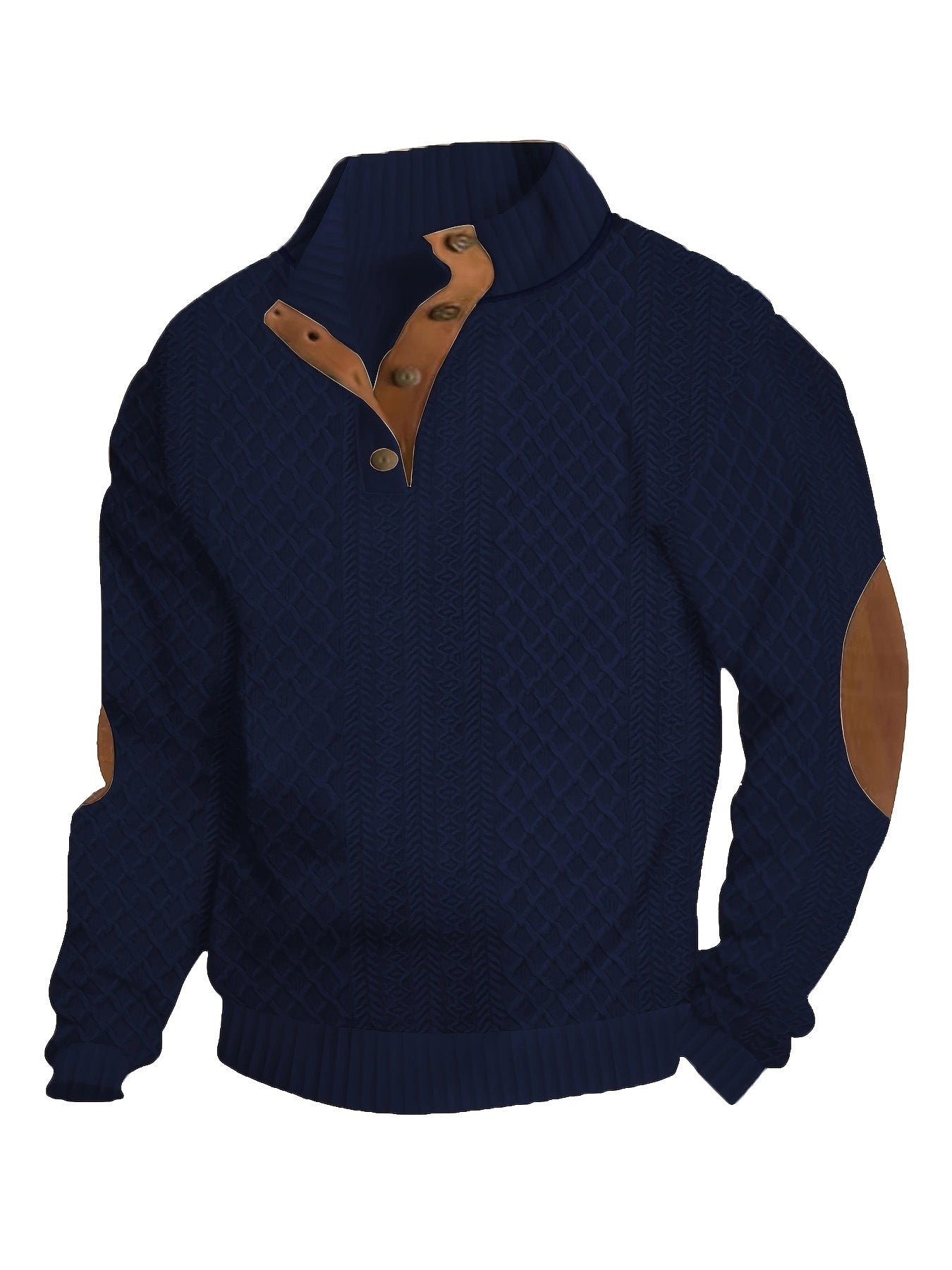 Men's Stand Collar Jacquard Knit Sweater Lightweight Long Sleeve Casual Pullover for Spring & Autumn | DF-4