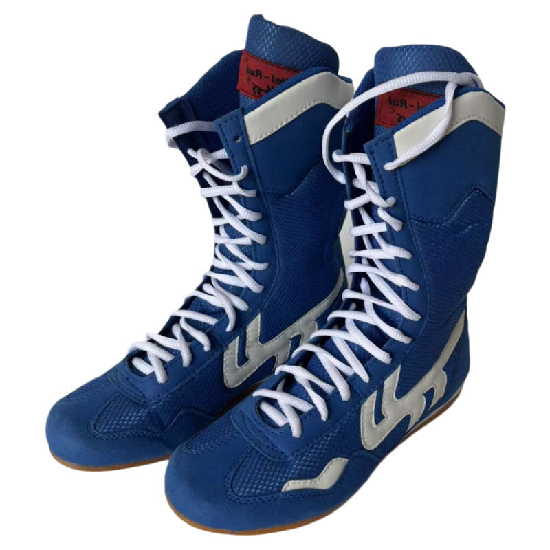 Professional Boxing Training Shoes | High-Top Competition Fight Shoes with Gum Rubber Sole Martial Arts Footwear | Fight001