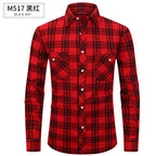Herren Slim Wear Plaid Premium Langarm Doppeltasche Flanell Außenhandelshemd | M501 