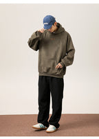 Unisex Kapuzenpullover aus schwerem Wildleder im Retro-Stil im amerikanischen Stil für Herbst und Winter | Locker sitzender Hoodie | L3848 