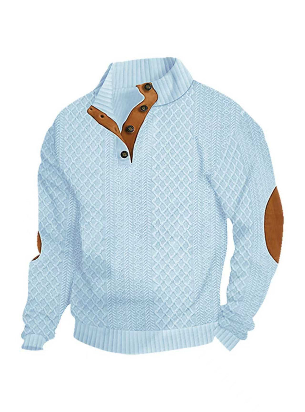Men's Stand Collar Jacquard Knit Sweater Lightweight Long Sleeve Casual Pullover for Spring & Autumn | DF-4