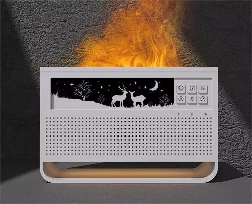 Neues, schickes Design, 200 ml, Babypflege, Schlafsimulation, 3D-Feuerlampe, Flamme, weißes Rauschen, USB-Musik, Diffusor für ätherische Öle | VR-WN03 