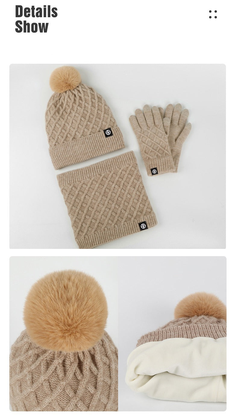 Wintermütze, Mütze, Schal, Handschuhe, Unisex, Winterwärmer, Fleece-gefüttert, Strickmütze, Schal, Handschuhe, Set | 121620 