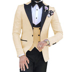 3-teiliger Slim Fit Herrenanzug Bräutigam Formelle Party Abschlussball &amp; Hochzeit Smoking Blazer Jacke Hose &amp; Weste