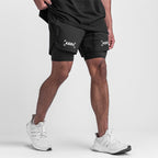 Neue Doppeldecker-Laufshorts Fitness Workout Bermuda Schnelltrocknende Kurze Hosen Unterteile | K-55 