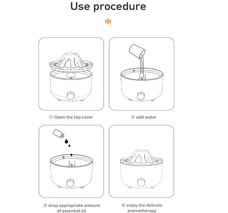 Diffuseur d'huiles essentielles de volcan fissuré de lave, simulation de jet de méduse, effet de flamme de feu, humidificateur d'air, diffuseur domestique | V21b pro 