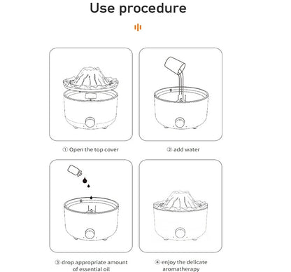 Diffuseur d'huiles essentielles de volcan fissuré de lave, simulation de jet de méduse, effet de flamme de feu, humidificateur d'air, diffuseur domestique | V21b pro 