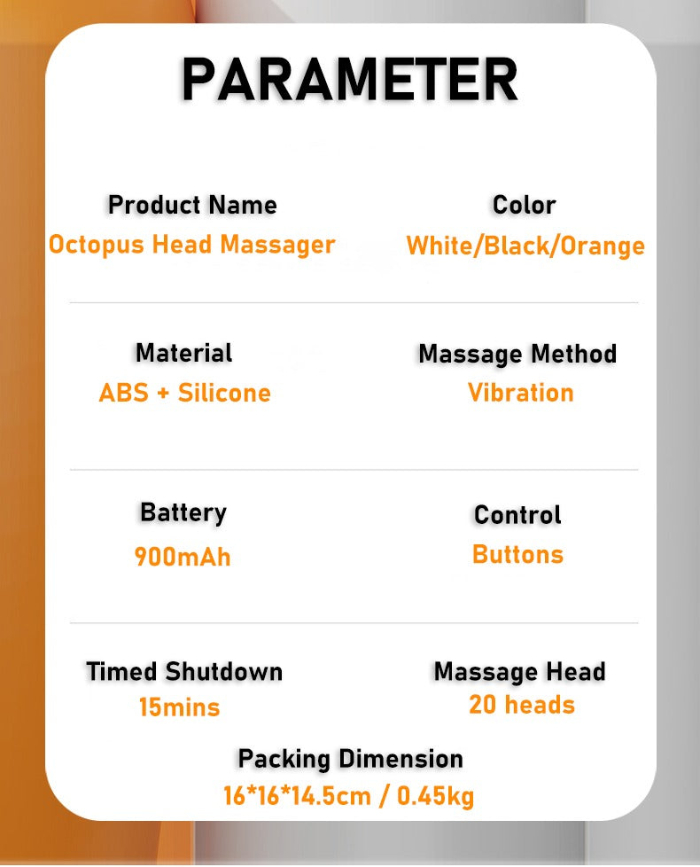 Intelligente Vibrations-Ganzkörper-Entspannungs-Kopfhautmassagemaschine lindert Müdigkeit Elektrisches Oktopus-Kopfhautmassagegerät | MZ-HM156 