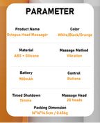 Intelligente Vibrations-Ganzkörper-Entspannungs-Kopfhautmassagemaschine lindert Müdigkeit Elektrisches Oktopus-Kopfhautmassagegerät | MZ-HM156 