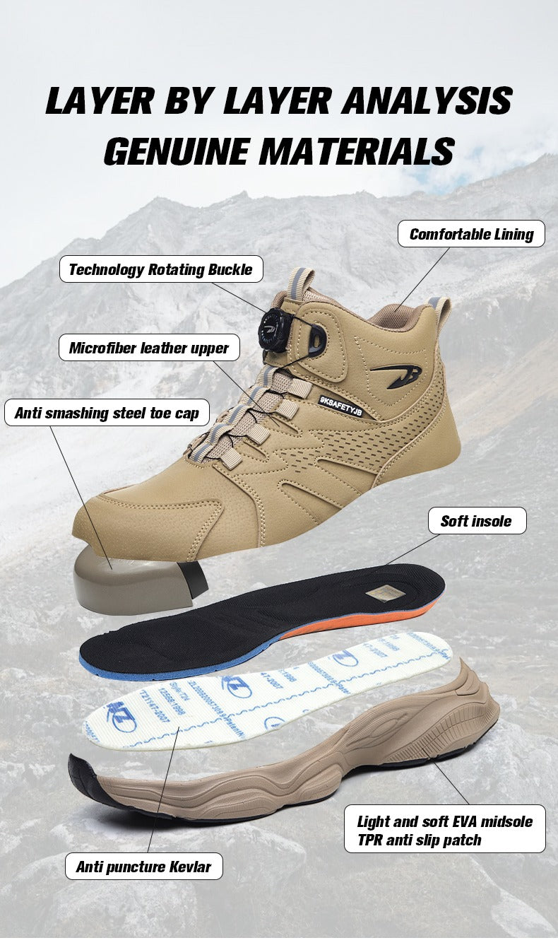 Men's Steel Toe Winter Safety Shoes Microfiber Leather Boots Anti-Smash Non-Slip Work Shoes | 7926