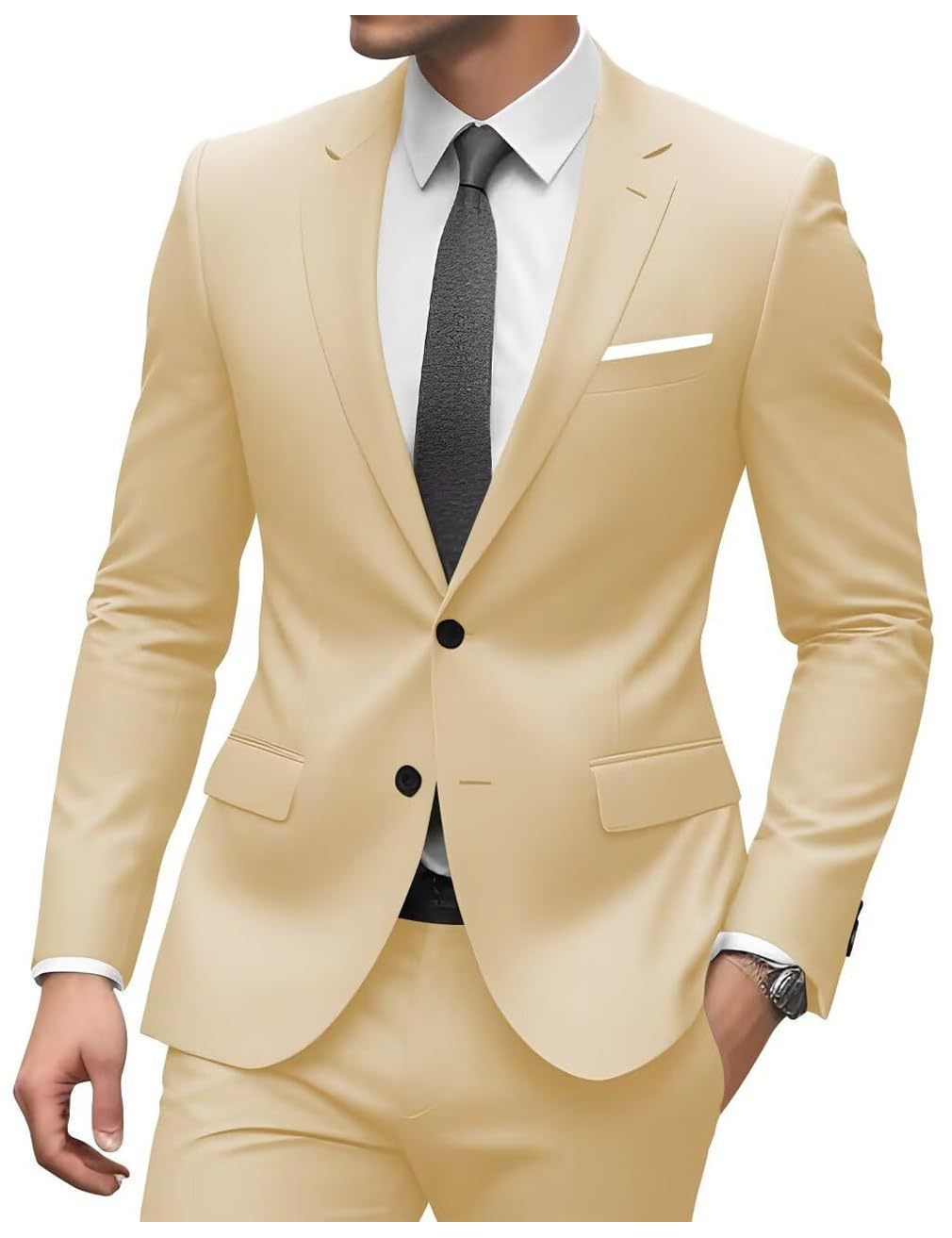 3-teiliger Herrenanzug mit Kragen für Hochzeitsfeiern und formelle Smokings, Jacke mit Hose, Weste, Anzug-Sets | 701 