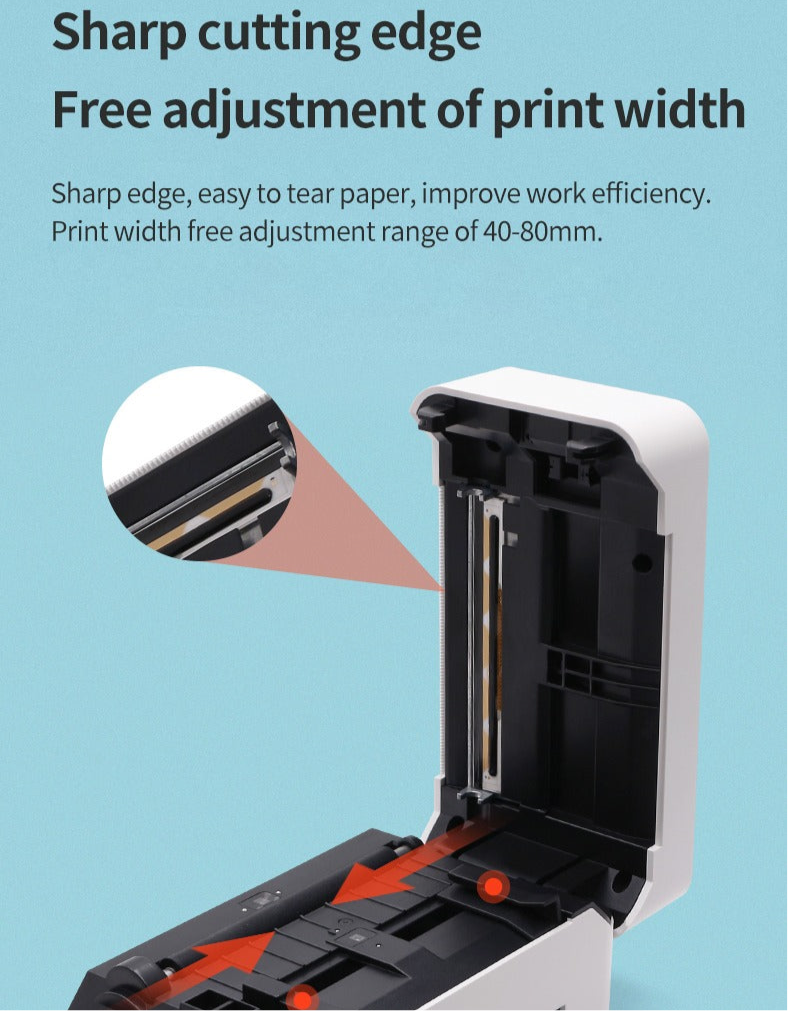 Thermo-Etikettendrucker, kabelloser Versandetikettendrucker, Royal Mail, UPS, DHL, Evri usw., mobiler Etikettendrucker, USB- und Bluetooth-Support-Drucker 