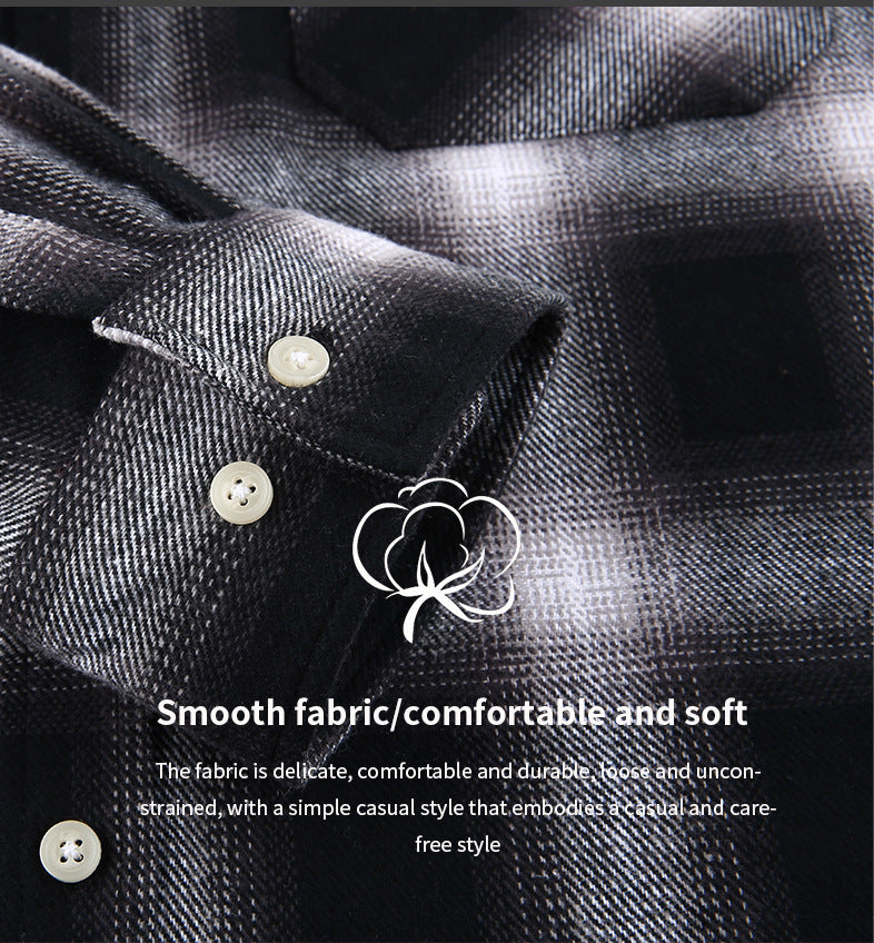 Schicke Herren-Hemdjacke mit Farbblock-Karomuster und Kapuze, langärmliges Hemd mit Kordelzug und Tasche, Frühling/Herbst 