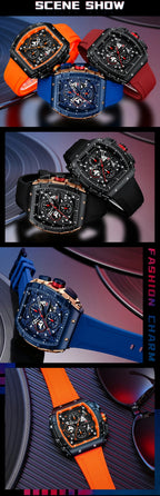 Herren Luxus Top Marke Quarz Sport Uhren Silikon Armband Chronograph Armbanduhren | MF0399G 