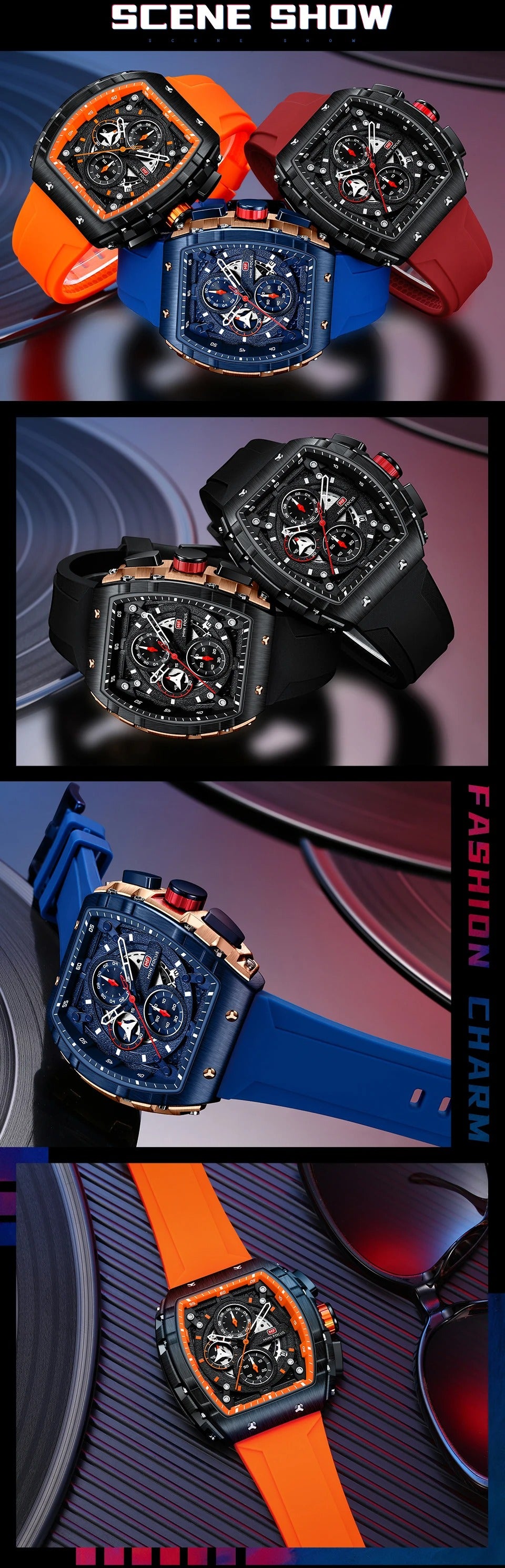 Herren Luxus Top Marke Quarz Sport Uhren Silikon Armband Chronograph Armbanduhren | MF0399G 