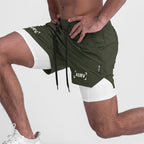 Neue Doppeldecker-Laufshorts Fitness Workout Bermuda Schnelltrocknende Kurze Hosen Unterteile | K-55 